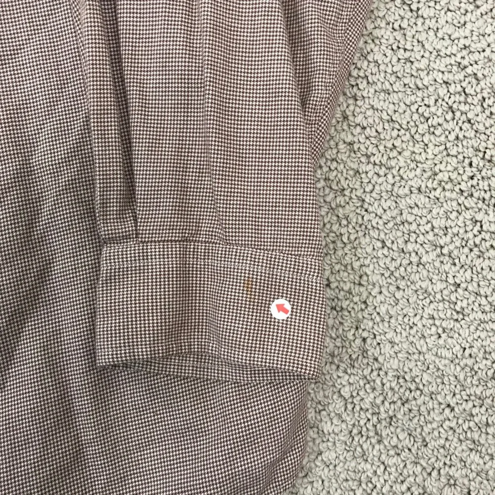Ralph Lauren Yarmouth Mens 17 34/35 Brown Micro Houndstooth Cotton Button Shirt